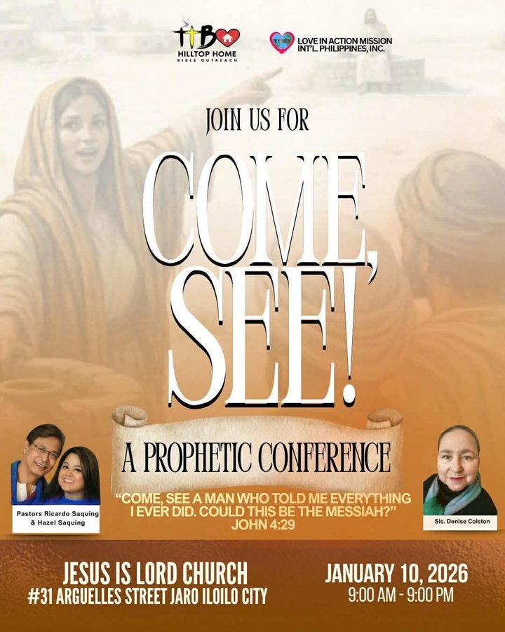Poster for Come, See! A Prophetic Conference, January 10, 2026 at Jesus Is Lord Church, Jaro, Iloilo City