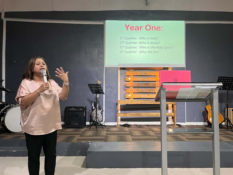Pastor Hazel teaching the Year One Sunday School curriculum